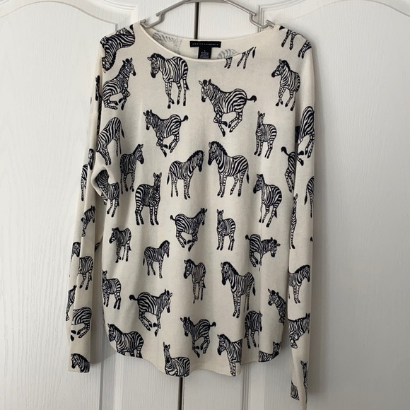 Grace elements zebra cream black 5% cashmere sweater - Picture 1 of 4